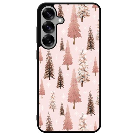 Rózsaszín karácsonyi fenyőfa mintás Samsung Galaxy S25 Magnetic tok