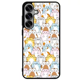 Tündéri Kawaii cica mintás Samsung Galaxy S25 tok