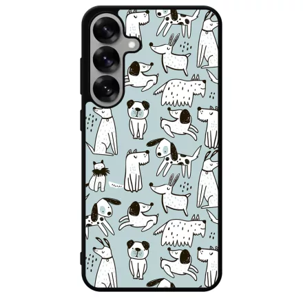 Türkiz aranyos rajzolt kutya mintás Samsung Galaxy S25 Plus Magnetic tok