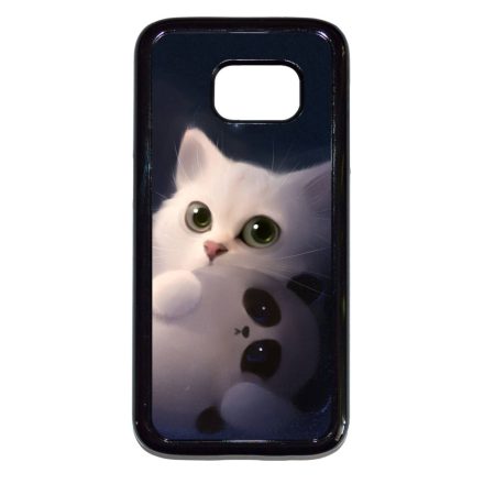 cica cicás macska macskás panda pandás Samsung Galaxy S7 fekete tok