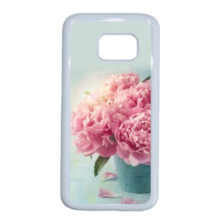 virágos tavaszi vintage rózsaszín rózsás Samsung Galaxy S7 fehér tok