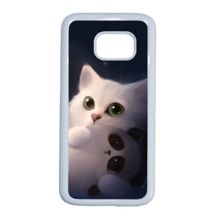 cica cicás macska macskás panda pandás Samsung Galaxy S7 Edge fekete tok
