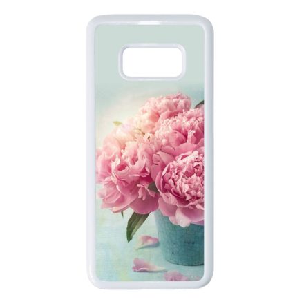 virágos tavaszi vintage rózsaszín rózsás Samsung Galaxy S8 fehér tok