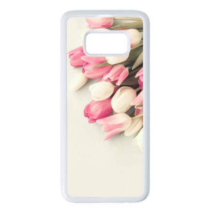 virágos tulipános tavaszi Samsung Galaxy S8 fehér tok