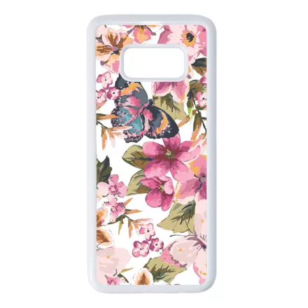 pillangós lepkés virág mintás Samsung Galaxy S8 fehér tok