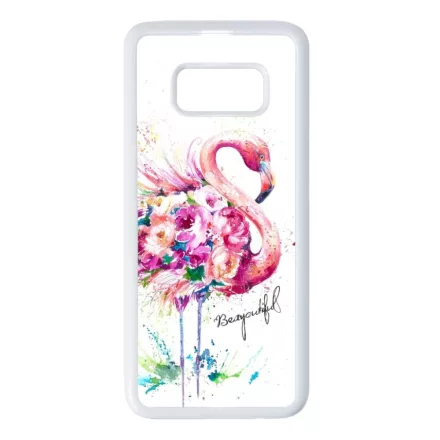 Álomszép Flamingo tropical summer nyári Samsung Galaxy S8 fehér tok