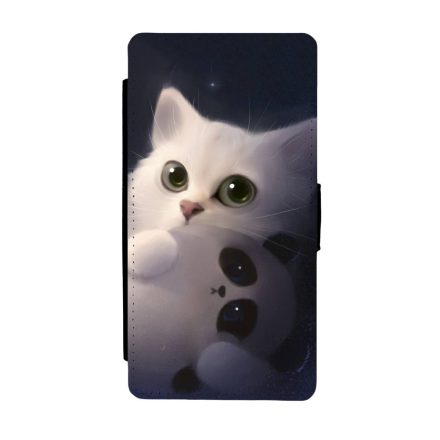 cica cicás macska macskás panda pandás Samsung Galaxy S8 műbőr flip fekete tok