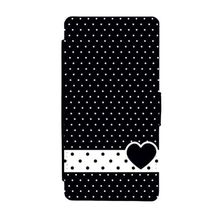 szerelem love szivecskés fekete fehér pöttyös Samsung Galaxy S8 műbőr flip fekete tok
