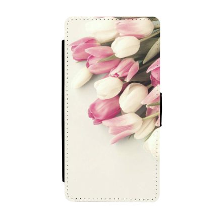 virágos tulipános tavaszi Samsung Galaxy S8 műbőr flip fehér tok