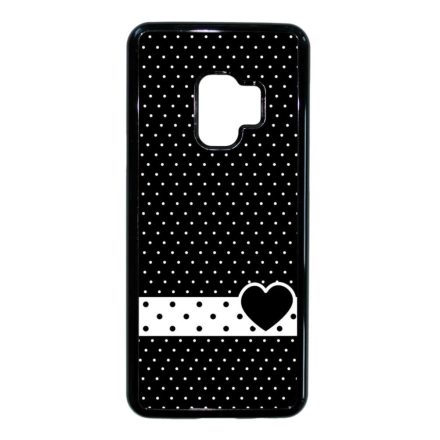 szerelem love szivecskés fekete fehér pöttyös Samsung Galaxy S9 fekete tok