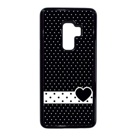 szerelem love szivecskés fekete fehér pöttyös Samsung Galaxy S9 Plus fekete tok