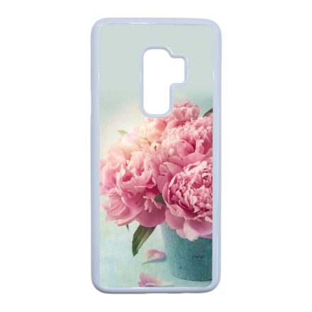 virágos tavaszi vintage rózsaszín rózsás Samsung Galaxy S9 Plus fehér tok
