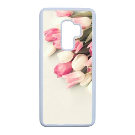 virágos tulipános tavaszi Samsung Galaxy S9 Plus fehér tok