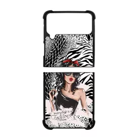 Fashion Show Girl Wild Beauty Csajos Allat mintas Samsung Galaxy Z Flip 4 5G tok