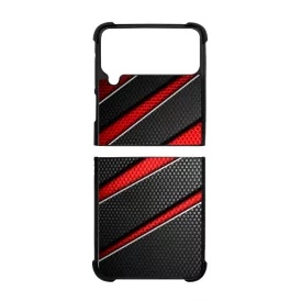 Piros fekete csíkos karbon mintás Samsung Galaxy Z Flip 4 5G tok