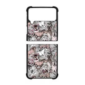 Csodaszép szürke vintage lovas mintás Samsung Galaxy Z Flip 4 5G tok