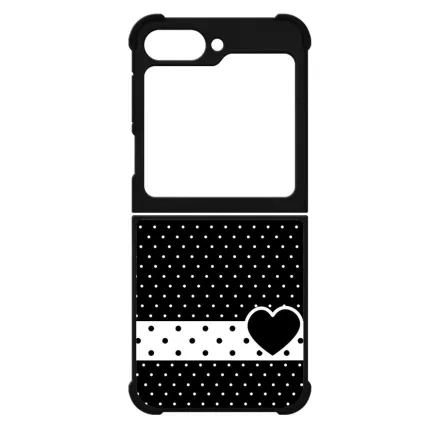 szerelem love szivecskés fekete fehér pöttyös Samsung Galaxy Z Flip 6 tok
