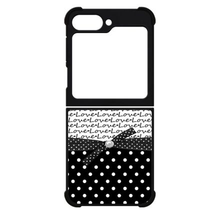 szerelem love fekete fehér pöttyös Samsung Galaxy Z Flip 6 tok