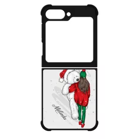 Kérd a neveddel - Lány & Maci - csajos karácsony Samsung Galaxy Z Flip 6 tok