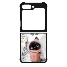 Kávézós cicus - Téli mintás Samsung Galaxy Z Flip 6 tok