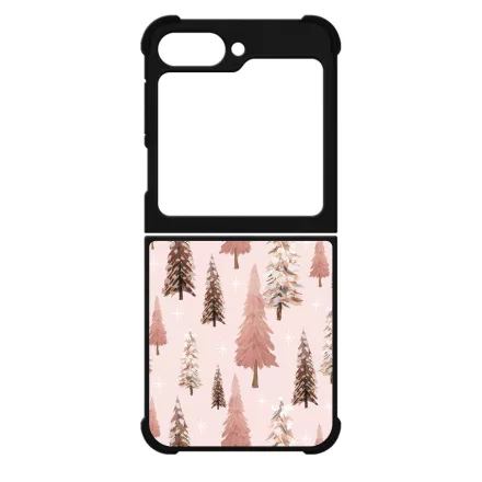 Rózsaszín karácsonyi fenyőfa mintás Samsung Galaxy Z Flip 6 tok