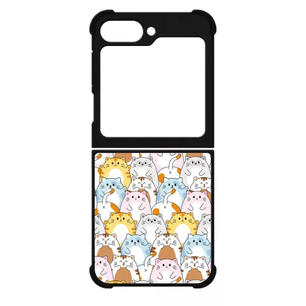 Tündéri Kawaii cica mintás Samsung Galaxy Z Flip 6 tok