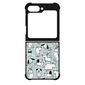 Türkiz aranyos rajzolt kutya mintás Samsung Galaxy Z Flip 6 tok