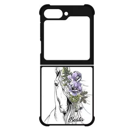 Rajzolt virágos lovas Samsung Galaxy Z Flip 6 tok