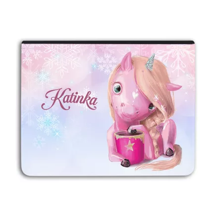 Kérd a neveddel - Unikornis és kávé - Univerzális Tablet tok