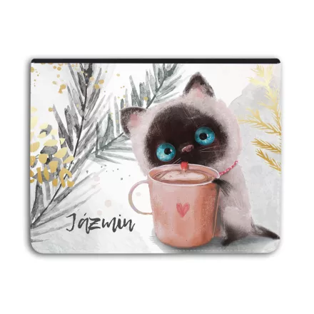 Kérd a neveddel - Kávézós cicus - Univerzális Tablet tok