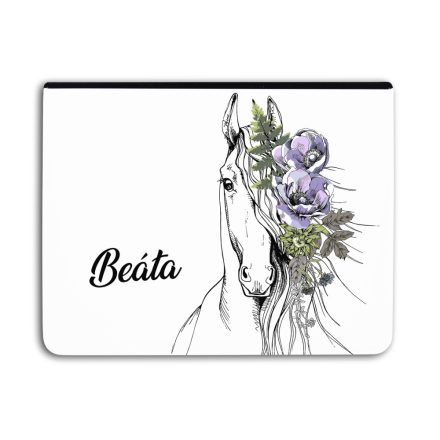 Kérd a neveddel - Rajzolt virágos lovas - Univerzális Tablet tok