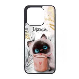 Kávézós cicus - Téli mintás Xiaomi Mi 13 tok