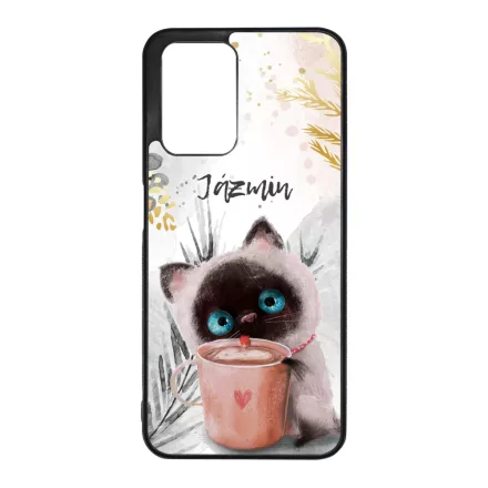 Kávézós cicus - Téli mintás Xiaomi Redmi 10 / Redmi 10 (2022) tok