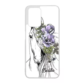 Rajzolt virágos lovas Xiaomi Redmi 10 / Redmi 10 (2022) tok