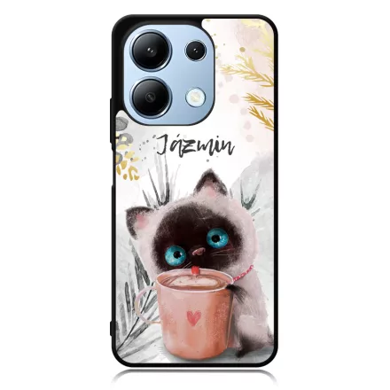 Kávézós cicus - Téli mintás Xiaomi Redmi Note 13 4G tok