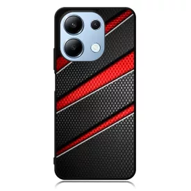 Piros fekete csíkos karbon mintás Xiaomi Redmi Note 13 4G tok