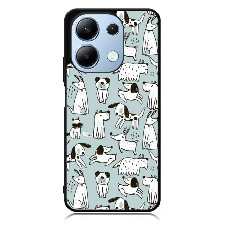 Türkiz aranyos rajzolt kutya mintás Xiaomi Redmi Note 13 4G tok