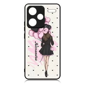 Kérd a Neveddel - Ballon Girl - Pink szerelem valentin napi Xiaomi Redmi Note 13 Pro Plus 5G tok