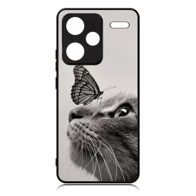 Cica és Pillangó - macskás Xiaomi Redmi Note 13 Pro Plus 5G tok