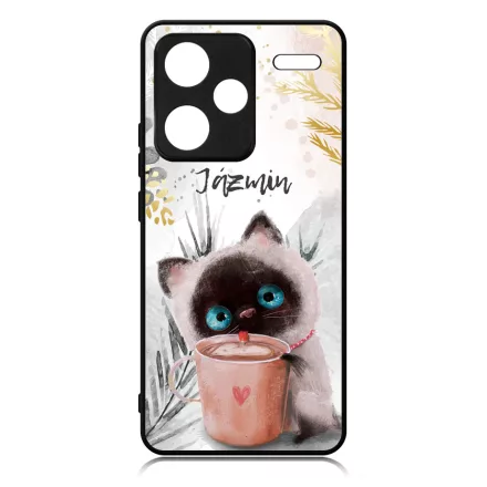 Kávézós cicus - Téli mintás Xiaomi Redmi Note 13 Pro Plus 5G tok