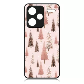 Rózsaszín karácsonyi fenyőfa mintás Xiaomi Redmi Note 13 Pro Plus 5G tok