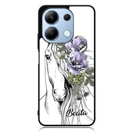 Rajzolt virágos lovas Xiaomi Redmi Note 13 Pro 4G tok