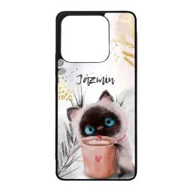 Kávézós cicus - Téli mintás Xiaomi Redmi Note 14 4G tok