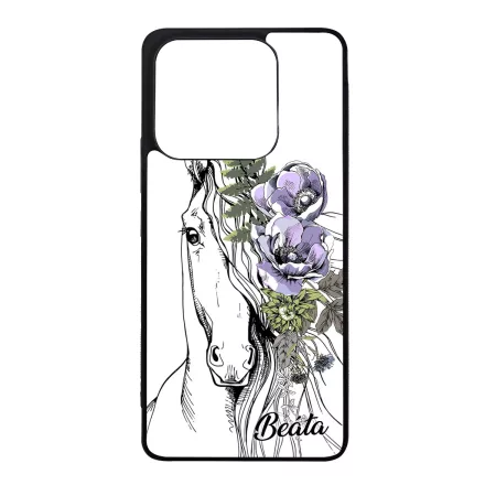 Rajzolt virágos lovas Xiaomi Redmi Note 14 4G tok