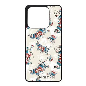 Művészi kék piros virágok Xiaomi Redmi Note 14 4G tok