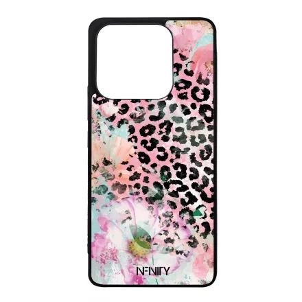 Pink virágos leopárd Xiaomi Redmi Note 14 4G tok