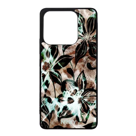 Különleges türkiz virágos leopárd Xiaomi Redmi Note 14 4G tok