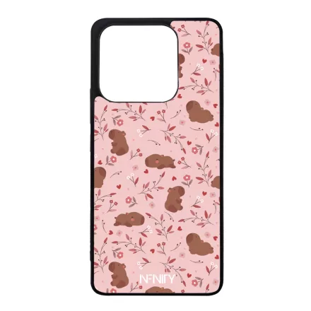 Tündéri rózsaszín virágos capybara Xiaomi Redmi Note 14 4G tok