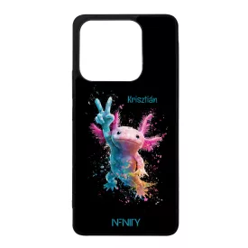 Névvel kérhető - Színes Splash Axolotl Xiaomi Redmi Note 14 4G tok