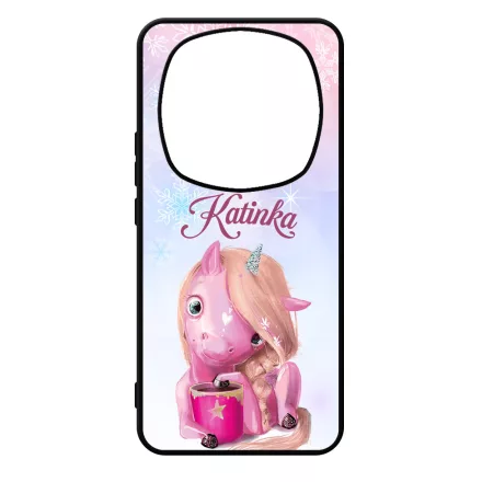 Unikornis és kávé - Téli mintás Xiaomi Redmi Note Pro 14 5G / Redmi Note 14 Pro Plus 5G tok